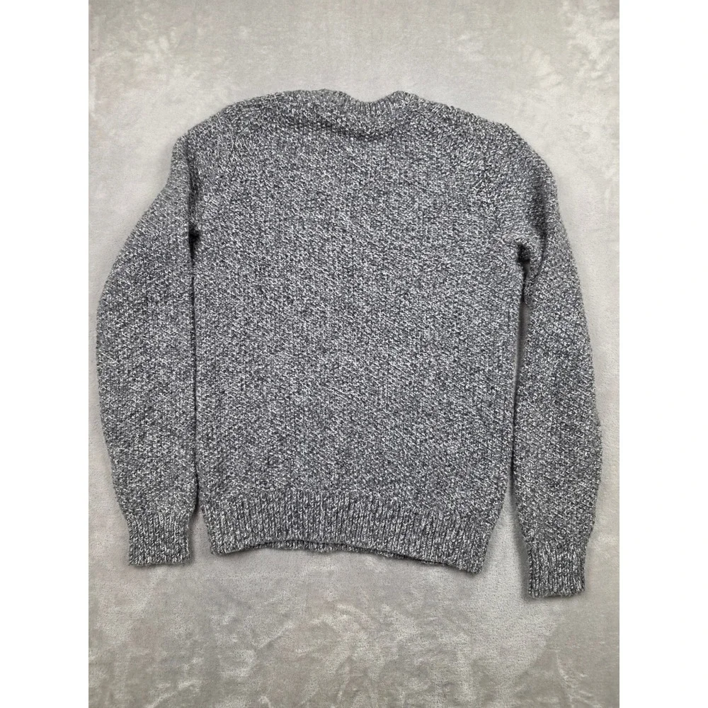 Gap Marled Chunky Cable Knit Sweater Mens M Gray Lambswool Nylon Crewneck *Read